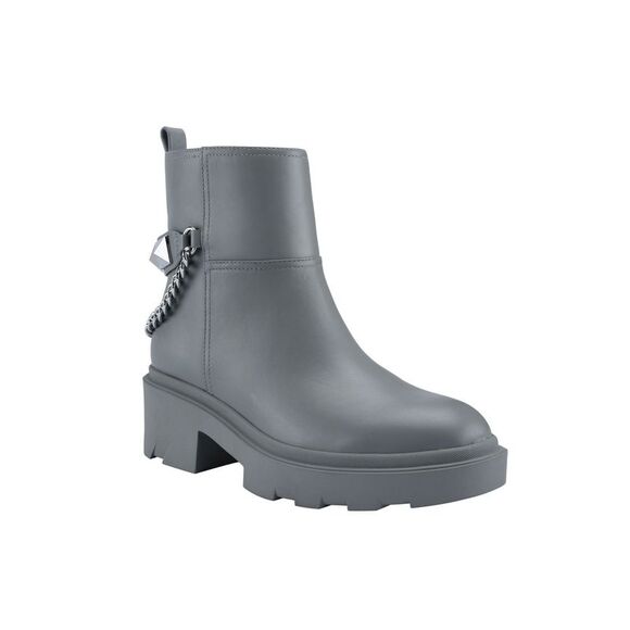 MARC FISHER Womens Gray Chain 1.5 Platform Waty Block Heel Leather Booties 8.5 M